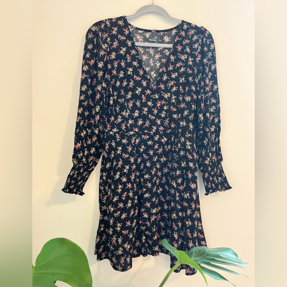 Wild Fable Black Floral Long Sleeve Dress Size Small